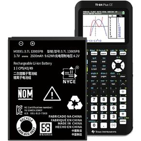 TI-84 Plus CE Battery for Texas Instruments,𝗨𝗽𝗴𝗿𝗮𝗱𝗲𝗱 High Capacity 0 Cycle Li-ion,P11P35-11-N01 Battery,Part No 3.7L1200SPB 3.7V TI-Nspire CX II TI-Nspire CX II CAS