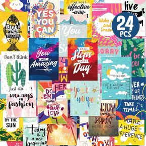 Deeplay Motivational Encouragement Greeting Cards, 24 Packs Holographic Inspirational Quote Cards, Get Well, Appreciation and Kindness Cards for Colleagues, Classmates, Family and Friend