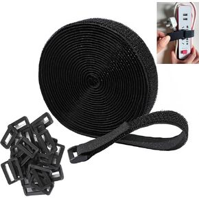 1-1/2"x16ft Hook and Loop Securing Straps with 15 Buckles, Free Cut Length | Easy to use | Adjustable | Reusable Fastening Cable Ties, 1-1/2in Wide Cinch Strap for Wire, Cord Wraps, Cable Management