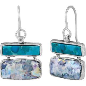 Silpada 'Dreams Possible' Sterling Silver Turquoise and Roman Glass Drop Earrings