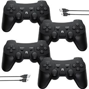 Eagolloar Wireless Controller 4 Pack for PS3, Dual Analog Bluetooth Rechargeable Game Controller for PS3 with Charging Cable,Dual Vibration
