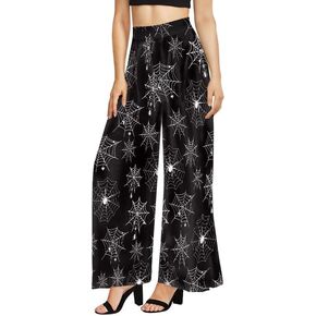 Tiger Stripes Women's Wide Leg Pants Colorful Dices Beach Palazzo Baggy Pants Starry Night Lounge Pant Trousers