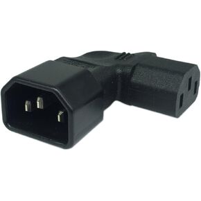 Cerrxian Left Angle IEC 320 C14 3 Pin Male to C13 Female PDU PSU UPS Power Extension Adapter Receptacle for LCD LED TV Wall Mount