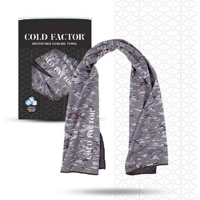 COLD FACTOR Instant Cooling Towel (Black) | UPF 50+ & Reflective Safety | Moisture Wicking | Chemical-Free Evaporative Cooling |2 Hours of Cooling Comfort