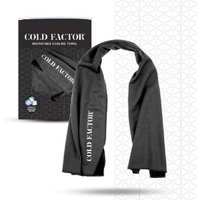 COLD FACTOR Instant Cooling Towel (Black) | UPF 50+ & Reflective Safety | Moisture Wicking | Chemical-Free Evaporative Cooling |2 Hours of Cooling Comfort