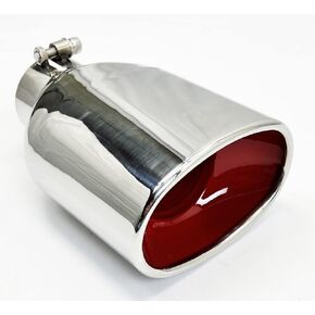Exhaust Tip 5.50" x 3.5" OD Oval RED ID 7.50" Long 2.50" Inlet W550750-250-BOSS-RED-ID Bolt On Double Wall 304 Stainless Steel Resonated Wesdon Exhaust Tip