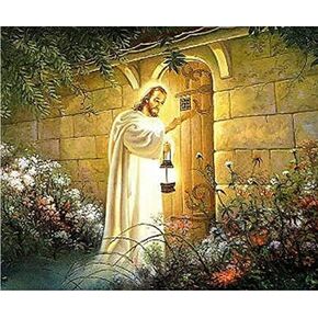 F-CANLAN 5D DIY Jesus Lamp Diamond Painting Set, Full Drill Religious Art Craft Kit for Adults (16X12 inches)