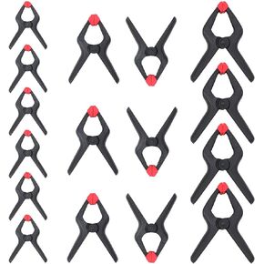 WORKPRO Spring Clamp Set, 16-Piece 3-3/8" Nylon Spring Clamp with Adjustable Jaw Pads and High-strength Spring for Woodworking, Photography Backdrops and DIY Projects
