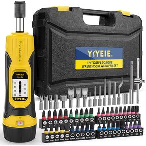 90Pcs Master Torque Screwdriver Set, 10-70 IN.LB, Inch Pound Torque Screw Driver with S2 Bits, Includes Flat, Hex, Torx, and Phillips Bits, T-BAR Ratchet Wrench, All in One Torque Tool Kit