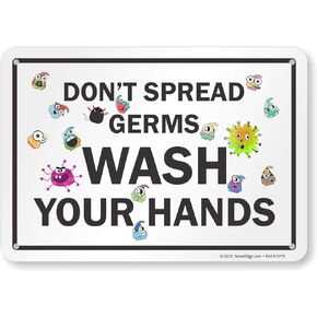 SmartSign "Don't Spread Germs, Wash Your Hands" Sign | 7" x 10" Aluminum