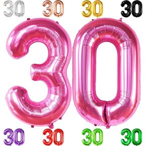 KatchOn, Hot Pink 30 Balloon Numbers - 40 Inch | Pink 30 Balloons, Pink 30th Birthday Balloons, 30th Birthday Decor For Her | Number 30 Balloons for Hot Pink 30th Birthday Decor