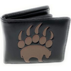 Shag Wear Bear Paw Animal Wallet for Men and Teen Boys Vegan Faux Leather 4" Brown