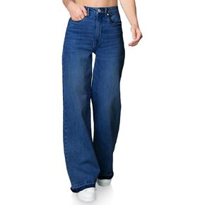 PLNOTME Womens Wide Leg Jeans High Waisted Boyfriend Baggy Trendy Mom Denim Pants with Pockets
