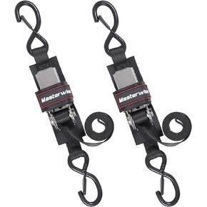 Boat Trailer Straps, Boat Transom Tie Down Straps to Trailer with Stainless Steel Ratchet Straps, 4 Feet 2400lbs Break Strength, 2 Pack (Black, 4ftx2)