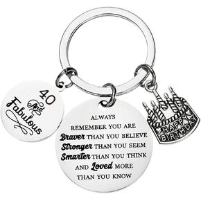 Birthday Gifts Keychain for Women Men 40 60 and Fabulous Key Chain for BFF 40th 60th Birthday Gift for Him Her