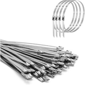 Maxxima 12 Inch Stainless Steel Zip Tie Multipurpose Metal Self-Locking Sturdy Cable Ties, Heavy Duty, Suitable for Exhaust Wrapping, Fence Repairs, Canopies, Indoor/Outdoor Use, 200 Pack