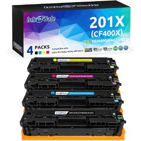 INK E-SALE Remanufactured Replacement for CF400X CF401X CF402X CF403X 201X CF400A Toner Cartridge for use with HP Color Pro MFP M277dw M252dw MFP M277n M252n Printer 4 Pack