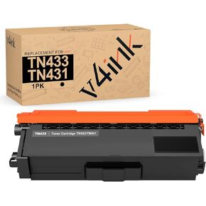 v4ink TN431BK TN433BK Compatible Toner Replacement for Brother TN433 TN431 Black Toner for Brother MFC-L8900CDW MFC-L8610CDW HL-L8260CDW HL-L8360CDW HL-L8360CDWT HL-L9310CDW Printer 1 Pack