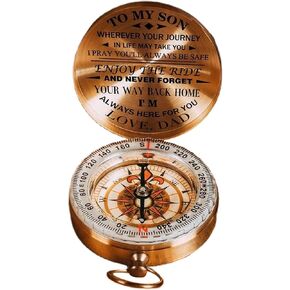 Vintage Multifunctional Luminous Compass Gift - Dad To Son Enjoy the Ride Gift for Boys Men Camping Outdoor Activities Navigation Tool
