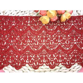 14CM Width Europe Long Pattern Inelastic Embroidery Lace Trim,Curtain Tablecloth Slipcover Bridal DIY Clothing/Accessories.(4 Yards in one Package) (Red)