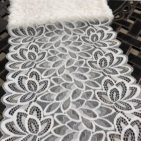 8 Inch Wide Lace Stretch Lace Ribbon Trim Lace Fabric for Table Runner, Garment and DIY Crafts-5 Yards (9255 White)