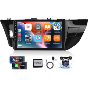 Car Radio for Toyota Corolla 2013-2016 - 10.1 Inch Android Touchscreen Head Unit with Apple Carplay/Android Auto/WiFi/Mirror Link/SWC + AHD Backup Camera + MIC 2+32G