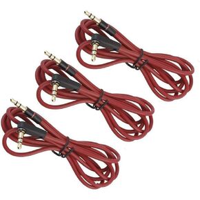 3PACK 3.5mm AUX Replacement Cable for Dr Dre Headphones Monster Solo Beats Studio (Red/1.2m)