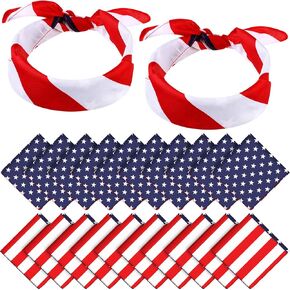 يوم الاستقلال 48 قطعة من عصابات العلم الأمريكي من البوليستر علم الولايات المتحدة الأمريكية عصابة رأس وطنية للنساء باندانا الولايات المتحدة الأمريكية لمستلزمات حفلات الرابع من يوليو in Kuwait