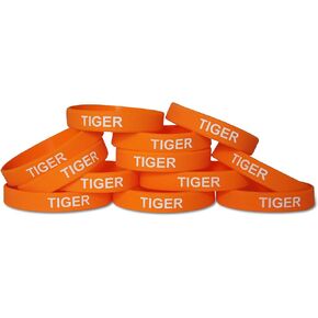 Tiger Orange Safari Animal Party Favor & School Carnival Prize Silicone Rubber Band Wristband Bracelet (12 pieces)