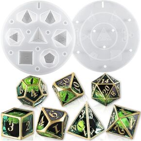 LET'S RESIN Upgraded Dice Resin Molds, Large DND Silicone Dice Molds for Resin with 7 Cavities, Polyhedral Stereoscopic Game Dice Epoxy Resin Molds for DIY Dices Making, Table Board Game