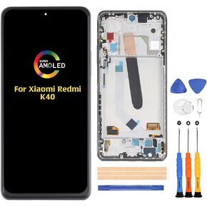 for Xiaomi Redmi K40/K40 Pro/K40 Pro+/Mi 11i/Poco F3 Screen Replacement(OLED) Touch Screen Digitize LCD Display Full Assembly Repair Kits,with Tools(Black with Frame)