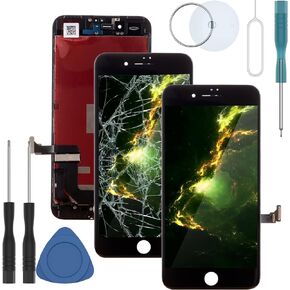 LCD Screen Replacement Fits iPhone 7 4.7 inch Display Full Complete Digitizer Assembly Frame Set Front Glass with Repair Tools Kit(Black)