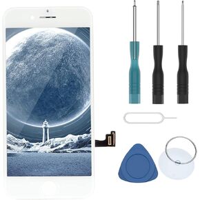 استبدال شاشة LCD يناسب شاشة iPhone 7 مقاس 4.7 بوصة، مجموعة إطار تجميع رقمي كامل بالكامل، زجاج أمامي مع مجموعة أدوات إصلاح (أسود)