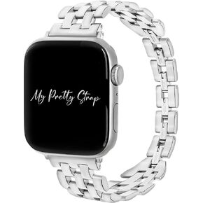 My Pretty Strap Venus Band Compatible with Apple Watch 38/40/41mm or 42/44/45/49mm, Stainless Steel Metal Gold Plated for Women
