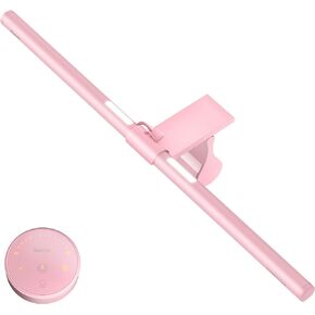 Quntis Pink Monitor Light Bar with Remote, Eye-Care No Glare, Space Saving Computer Desk Lamp As Gifts for Girls, Stepless Dimming, Modern Aesthetic Desk Light Bar for Home Office Gaming Reading