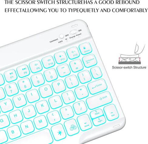 لوحة مفاتيح BT صغيرة الحجم محمولة وقابلة لإعادة الشحن وقابلة للفصل ومتعددة الألوان مغناطيسية لأجهزة iPad والهواتف والكمبيوتر وSamsung Tablet وiOS وAndroid وWindows in Kuwait