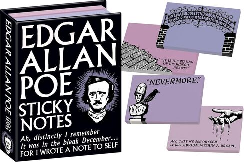 The Unemployed Philosophers Guild Edgar Allan Poe Sticky Notes - 3.25" by 4.25" Booklet with Gothic Themed Self-Sticking Individual Notes Inside in Saudi Arabia
