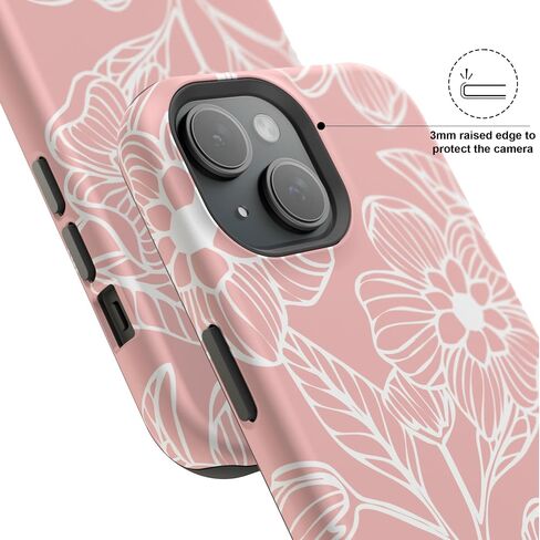 for iPhone 15 case Made from Hard PC+Soft TPU MagSafe case Good Phone case for Girls or Womens Phone case Floral Phone case with Pink and White Design for iPhone case (6.1 inch Display 2023) in Saudi Arabia