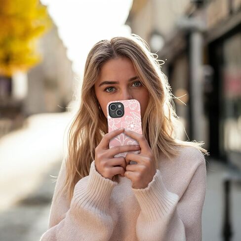 for iPhone 15 case Made from Hard PC+Soft TPU MagSafe case Good Phone case for Girls or Womens Phone case Floral Phone case with Pink and White Design for iPhone case (6.1 inch Display 2023) in Saudi Arabia