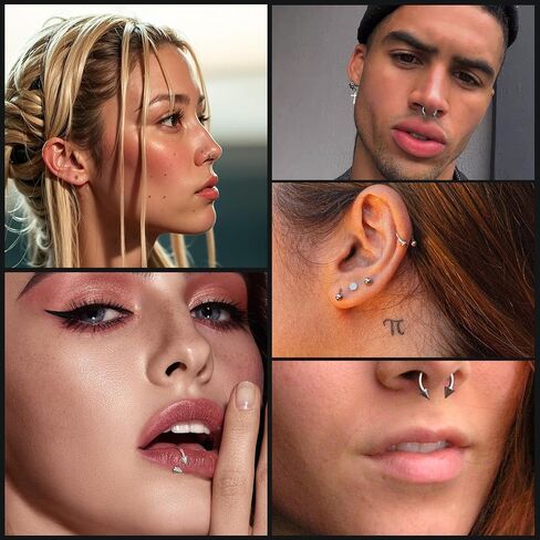 Titanium Septum Rings 16G 8mm 10mm Nose Rings for Women Surgical Stainless Steel Segment Nose Rings Horseshoe Hoop Cartilage Clicker Helix Rook Earrings Daith Eyebrow Tragus Lip Piercing Rings in Saudi Arabia