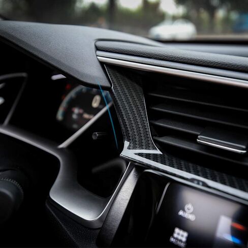 Thenice لـ 10th Gen Civic ABS ألياف الكربون الحبوب مركز لوحات المفاتيح تنفيس الهواء الزخارف منفذ الرياح ملصقات الديكور لهوندا سيفيك سيدان هاتشباك كوبيه نوع R 2016 2017 2018 2019 2020 2021 in Kuwait