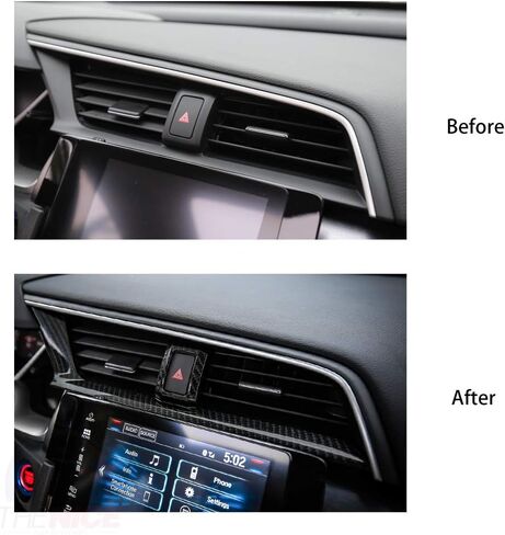 Thenice لـ 10th Gen Civic ABS ألياف الكربون الحبوب مركز لوحات المفاتيح تنفيس الهواء الزخارف منفذ الرياح ملصقات الديكور لهوندا سيفيك سيدان هاتشباك كوبيه نوع R 2016 2017 2018 2019 2020 2021 in Kuwait