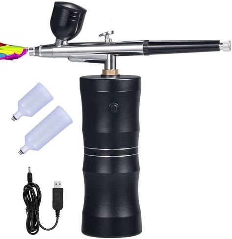 مجموعة فرش البخاخة كينجفورت مع ضاغط هواء، مجموعة فرشاة هوائية صغيرة للرسم، فرشاة هوائية محمولة قابلة لإعادة الشحن للمكياج، والوشم، وفن الأظافر، وطلاء الوجه، ورسم النماذج، وتزيين الكيك in Kuwait