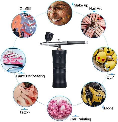 مجموعة فرش البخاخة كينجفورت مع ضاغط هواء، مجموعة فرشاة هوائية صغيرة للرسم، فرشاة هوائية محمولة قابلة لإعادة الشحن للمكياج، والوشم، وفن الأظافر، وطلاء الوجه، ورسم النماذج، وتزيين الكيك in Kuwait