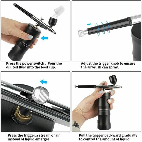 مجموعة فرش البخاخة كينجفورت مع ضاغط هواء، مجموعة فرشاة هوائية صغيرة للرسم، فرشاة هوائية محمولة قابلة لإعادة الشحن للمكياج، والوشم، وفن الأظافر، وطلاء الوجه، ورسم النماذج، وتزيين الكيك in Kuwait
