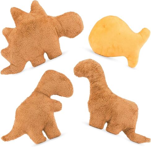 Dino Nugget Pillow | Set of 3 Dino Nugget Plush Pillows + 1 Goldfish Pillow | Dinosaur Pillow Set | Dino Chicken Nugget Pillows in Saudi Arabia