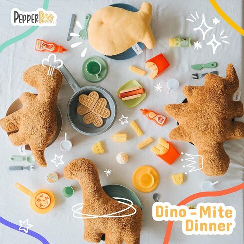 Dino Nugget Pillow | Set of 3 Dino Nugget Plush Pillows + 1 Goldfish Pillow | Dinosaur Pillow Set | Dino Chicken Nugget Pillows in Saudi Arabia
