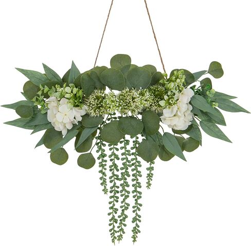 Artificial Eucalyptus Wall Hanging Decor 22.5'' Faux Eucalyptus Stems Wall Hanging Plants Fake Eucalyptus Vine Boho Wall Decor for Bedroom Bathroom Living Room Kitchen Farmhouse Home Decoration in Saudi Arabia