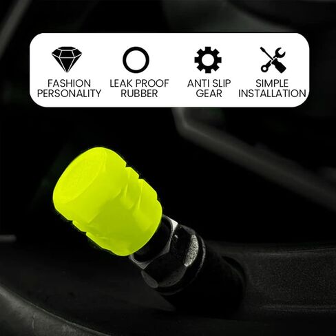 Universal Fluorescent Car Tire Valve Caps, 8Pcs Luminous Skull Tire Air Valves Stem Caps, Glow in The Dark Tire Valve Caps, Suitable for Most Cars, Motorcycles, SUV, Trucks, and Bicycles (Skull-Red) in Saudi Arabia