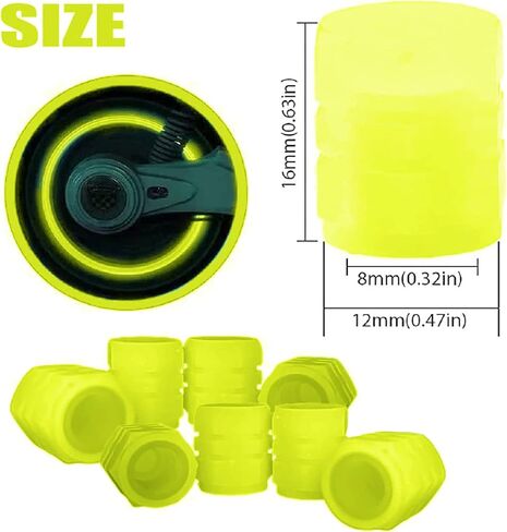 Universal Fluorescent Car Tire Valve Caps, 8Pcs Luminous Skull Tire Air Valves Stem Caps, Glow in The Dark Tire Valve Caps, Suitable for Most Cars, Motorcycles, SUV, Trucks, and Bicycles (Skull-Red) in Saudi Arabia